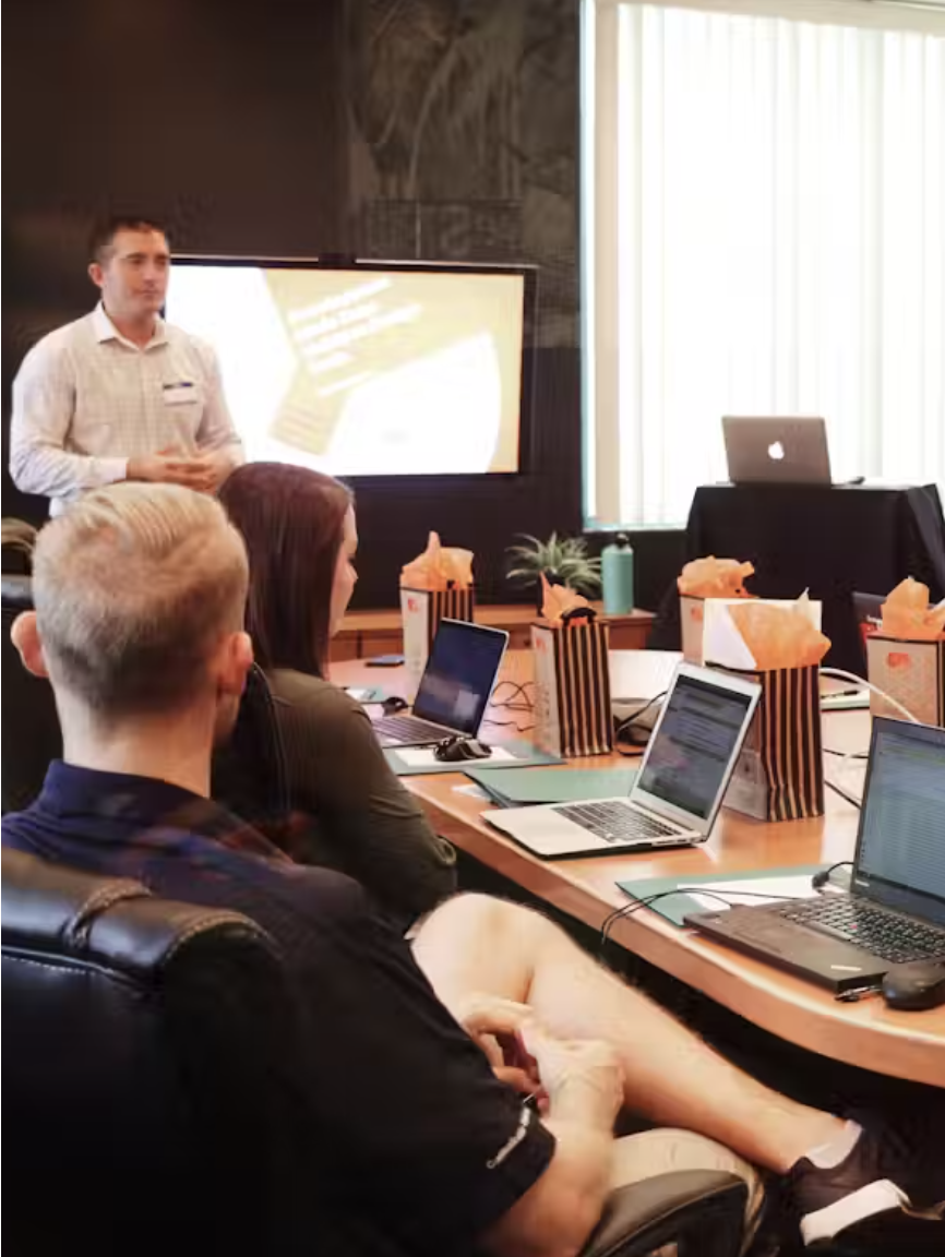 Team presenting in a meeting